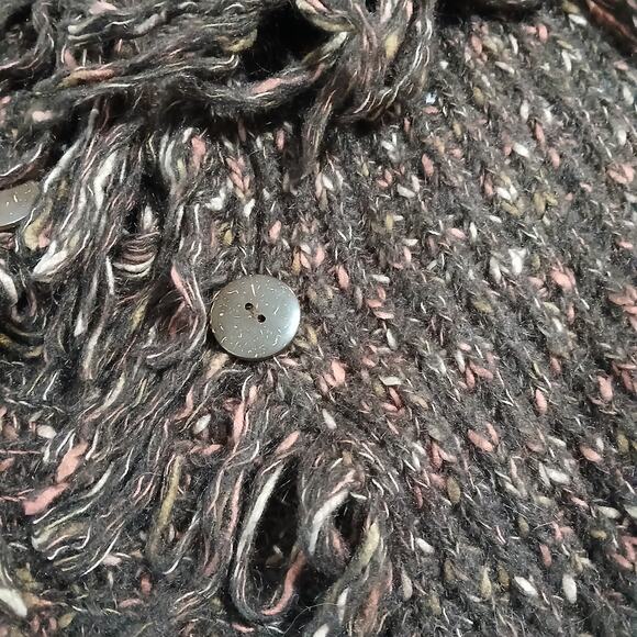 Per Una L Made in Italy Mohair/Wool plus blend Brown Speckled Cardigan Fringed - Picture 12 of 16